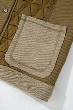 Load image into Gallery viewer, Beige Quilted Textured Patchwork Loose Fit Hooded Jacket - Fashion Queen - 25