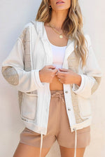 Load image into Gallery viewer, Beige Quilted Textured Patchwork Loose Fit Hooded Jacket - Fashion Queen - 7