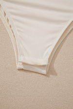 Load image into Gallery viewer, Beige Sequin Long Sleeve Wrap V Neck Bodysuit - Fashion Queen - 10