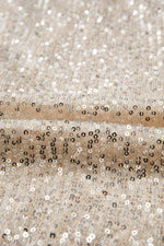 Load image into Gallery viewer, Beige Sequin Long Sleeve Wrap V Neck Bodysuit - Fashion Queen - 8