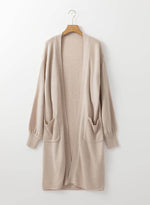 Load image into Gallery viewer, Beige Side Pockets Open Front Long Knitted Cardigan - Fashion Queen - 4