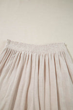 Load image into Gallery viewer, Beige Smocked High Waist Wide Leg Plus Size Pants - Fashion Queen - 11