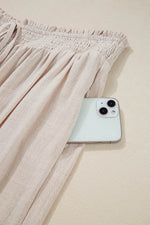 Load image into Gallery viewer, Beige Smocked High Waist Wide Leg Plus Size Pants - Fashion Queen - 15
