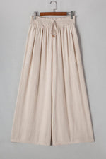 Load image into Gallery viewer, Beige Smocked High Waist Wide Leg Plus Size Pants - Fashion Queen - 8