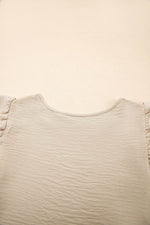 Load image into Gallery viewer, Beige Solid Color Ruffled Short Sleeve Casual Blouse - Fashion Queen - 11