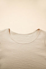 Load image into Gallery viewer, Beige Solid Color Ruffled Short Sleeve Casual Blouse - Fashion Queen - 9