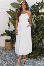 Load image into Gallery viewer, Beige Stripe Spaghetti Strap Pocketed High Waist Maxi Dress - Fashion Queen - 1