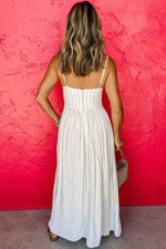 Load image into Gallery viewer, Beige Stripe Spaghetti Strap Pocketed High Waist Maxi Dress - Fashion Queen - 10