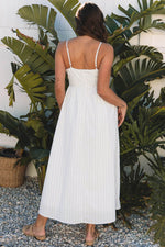 Load image into Gallery viewer, Beige Stripe Spaghetti Strap Pocketed High Waist Maxi Dress - Fashion Queen - 2