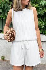 Load image into Gallery viewer, Beige Textured Knit Tank Top and Drawstring Shorts Set - Fashion Queen - 7