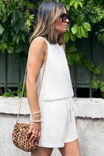 Load image into Gallery viewer, Beige Textured Knit Tank Top and Drawstring Shorts Set - Fashion Queen - 8