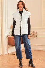Load image into Gallery viewer, Beige Zipper Stand Neck Oversized Puffer Vest - Fashion Queen - 11