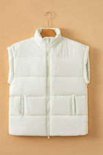 Load image into Gallery viewer, Beige Zipper Stand Neck Oversized Puffer Vest - Fashion Queen - 13