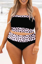 Load image into Gallery viewer, Black 2pcs Leopard Patchwork Plus Size High Waisted Swimsuit - Fashion Queen - 11