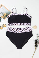 Load image into Gallery viewer, Black 2pcs Leopard Patchwork Plus Size High Waisted Swimsuit - Fashion Queen - 12