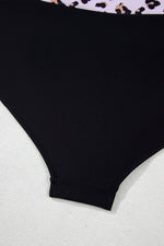 Load image into Gallery viewer, Black 2pcs Leopard Patchwork Plus Size High Waisted Swimsuit - Fashion Queen - 19