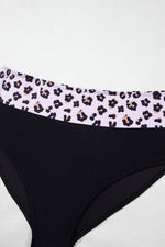 Load image into Gallery viewer, Black 2pcs Leopard Patchwork Plus Size High Waisted Swimsuit - Fashion Queen - 22