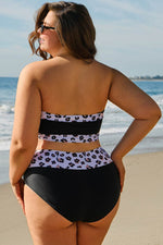 Load image into Gallery viewer, Black 2pcs Leopard Patchwork Plus Size High Waisted Swimsuit - Fashion Queen - 6