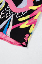 Load image into Gallery viewer, Black Abstract Print Ruffled Sleeve Buttoned V Neck Blouse - Fashion Queen - 18