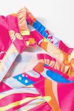 Load image into Gallery viewer, Black Abstract Print Ruffled Sleeve Buttoned V Neck Blouse - Fashion Queen - 24