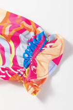 Load image into Gallery viewer, Black Abstract Print Ruffled Sleeve Buttoned V Neck Blouse - Fashion Queen - 26