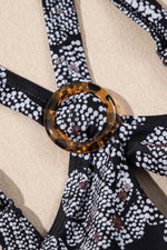 Load image into Gallery viewer, Black Abstract Printed Buckle Crossed Straps Skirted Tankini 2pcs Swimsuit - Fashion Queen - 15