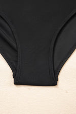 Load image into Gallery viewer, Black Adjustable Straps Cutout Ruched Knot Slit One Piece Swim Dress - Fashion Queen - 10