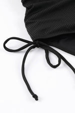 Load image into Gallery viewer, Black Adjustable Straps Ribbed Knit One Piece Swimsuit - Fashion Queen - 8