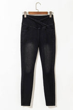 Load image into Gallery viewer, Black Arched Waist Stretchy Slim Fit Jeggings - Fashion Queen - 3