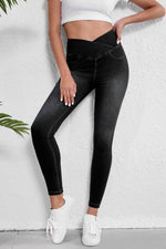 Load image into Gallery viewer, Black Arched Waist Stretchy Slim Fit Jeggings - Fashion Queen - 4