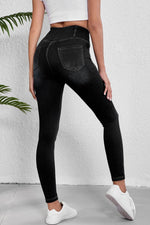 Load image into Gallery viewer, Black Arched Waist Stretchy Slim Fit Jeggings - Fashion Queen - 5