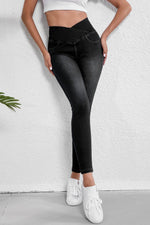 Load image into Gallery viewer, Black Arched Waist Stretchy Slim Fit Jeggings - Fashion Queen - 8