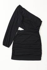 Load image into Gallery viewer, Black Asymmetric One Shoulder Cutout Bodycon Dress - Fashion Queen - 8