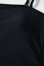 Load image into Gallery viewer, Black Asymmetric Ruffle Shoulder Pleated One Piece Swimsuit - Fashion Queen - 13