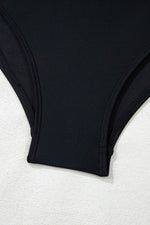 Load image into Gallery viewer, Black Asymmetric Ruffle Shoulder Pleated One Piece Swimsuit - Fashion Queen - 15