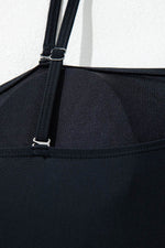 Load image into Gallery viewer, Black Asymmetric Ruffle Shoulder Pleated One Piece Swimsuit - Fashion Queen - 19