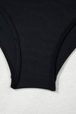 Load image into Gallery viewer, Black Asymmetric Ruffle Shoulder Pleated One Piece Swimsuit - Fashion Queen - 23