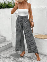 Load image into Gallery viewer, Black Bohemian Print Slit Wide Leg Smocked High Waist Pants - Fashion Queen - 11
