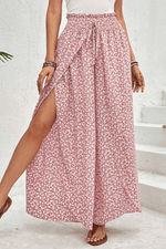 Load image into Gallery viewer, Black Bohemian Print Slit Wide Leg Smocked High Waist Pants - Fashion Queen - 12