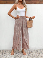 Load image into Gallery viewer, Black Bohemian Print Slit Wide Leg Smocked High Waist Pants - Fashion Queen - 13