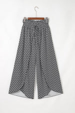 Load image into Gallery viewer, Black Bohemian Print Slit Wide Leg Smocked High Waist Pants - Fashion Queen - 14