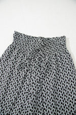 Load image into Gallery viewer, Black Bohemian Print Slit Wide Leg Smocked High Waist Pants - Fashion Queen - 15