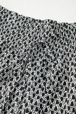 Load image into Gallery viewer, Black Bohemian Print Slit Wide Leg Smocked High Waist Pants - Fashion Queen - 16