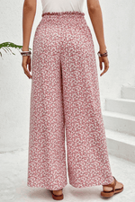 Load image into Gallery viewer, Black Bohemian Print Slit Wide Leg Smocked High Waist Pants - Fashion Queen - 5