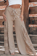 Load image into Gallery viewer, Black Boho Lace Patchwork Wide Leg High Waist Pants - Fashion Queen - 19