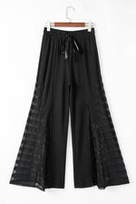 Load image into Gallery viewer, Black Boho Lace Patchwork Wide Leg High Waist Pants - Fashion Queen - 3