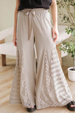 Load image into Gallery viewer, Black Boho Lace Patchwork Wide Leg High Waist Pants - Fashion Queen - 4