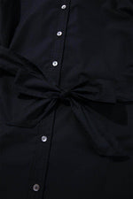 Load image into Gallery viewer, Black Button Up Tie Waist Puff Sleeve Mini Dress - Fashion Queen - 12