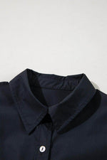 Load image into Gallery viewer, Black Button Up Tie Waist Puff Sleeve Mini Dress - Fashion Queen - 8