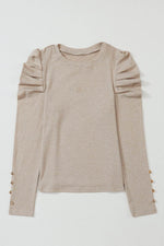 Load image into Gallery viewer, Black Buttoned Puff Long Sleeve Sheath Top - Fashion Queen - 20